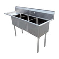 Omcan Three Tub Sink 10X14X10  with Center Drain and Left Drain Board - 43755