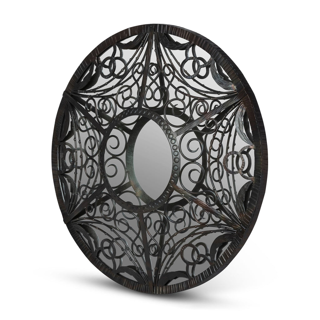 Park Hill Collection Scroll Framed Mirror in Natural Iron - Elegant Home Decor Piece for Stylish Reflections and Charm -EWI26051