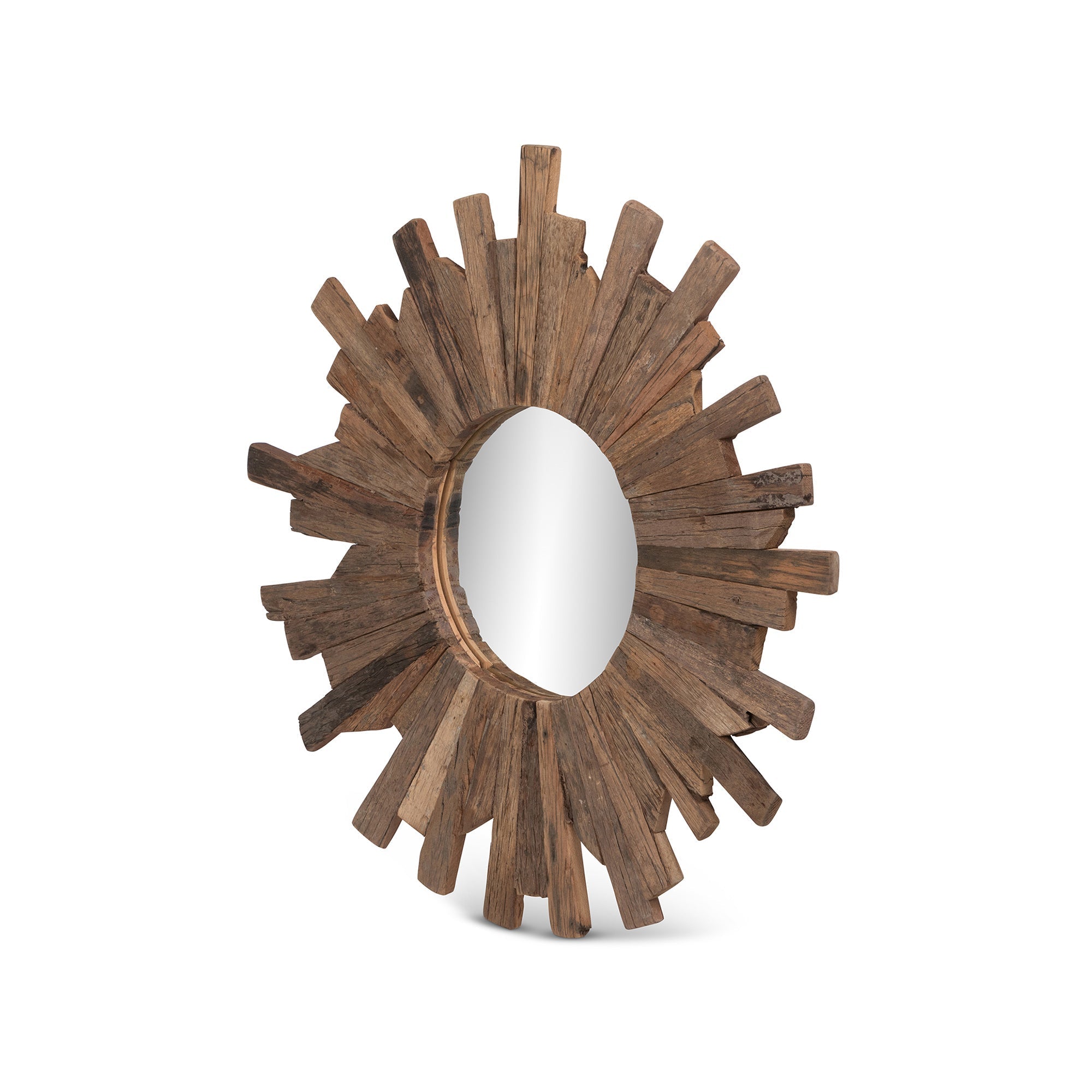 Park Hill Collection Railway Wood Starburst Mirror - Sustainable Reclaimed Design with Organic Charm for Modern Decor - EWI26011