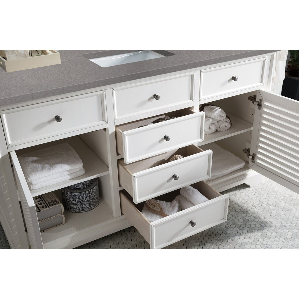 James Martin Vanities Savannah 60" Bright White Single Vanity - 238-104-V60S-BW-3AF