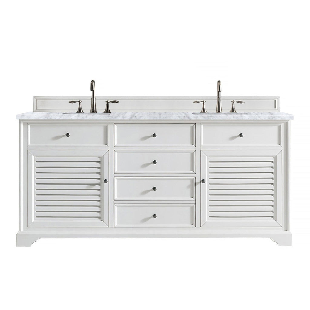 James Martin Vanities Savannah 72" Bright White Double Vanity - 238-104-V72-BW-3AF