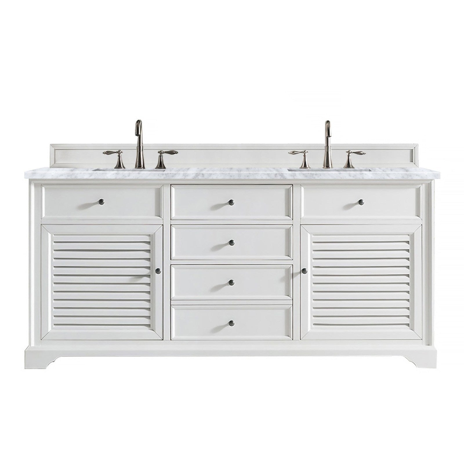 James Martin Vanities Savannah 72" Bright White Double Vanity - 238-104-V72-BW-3AF