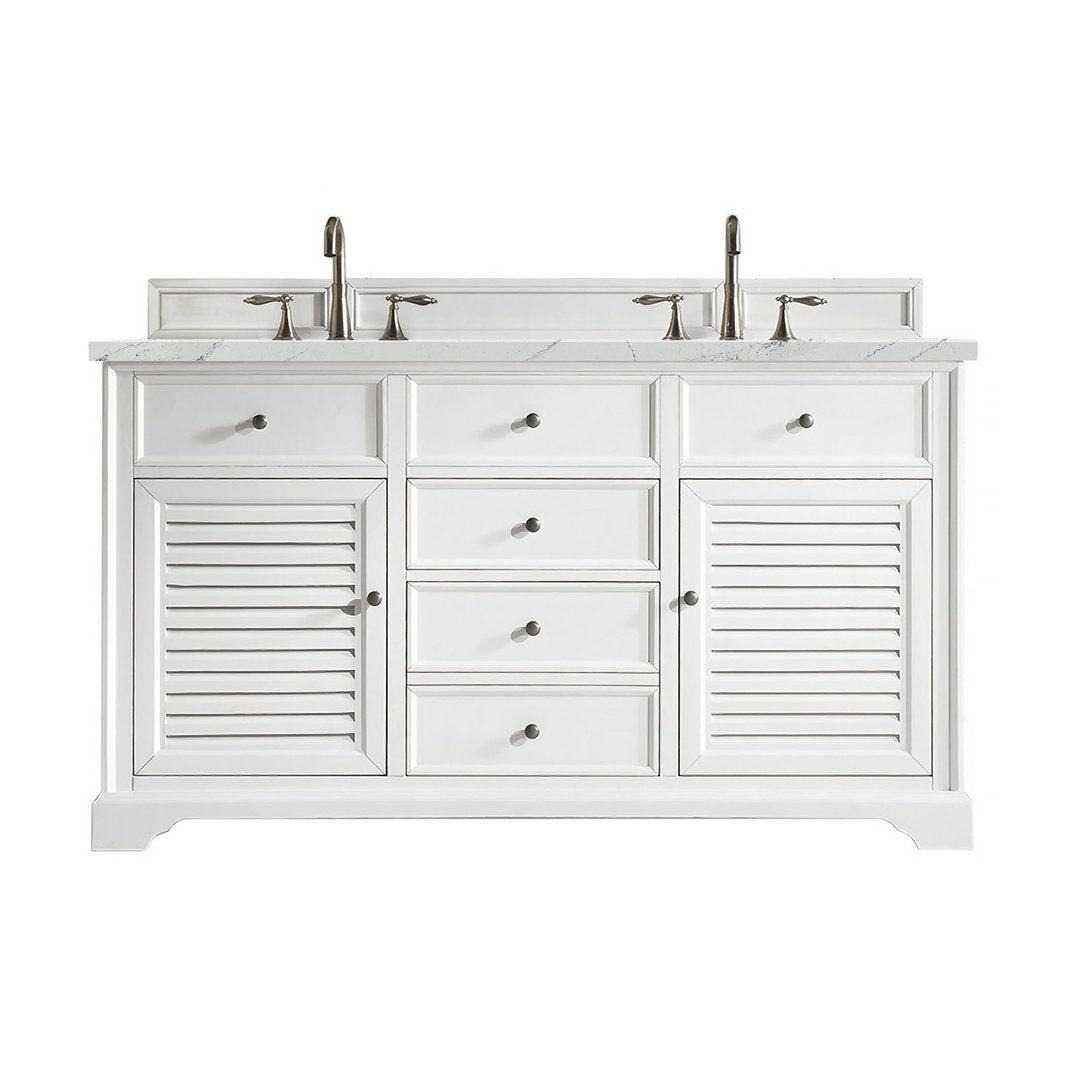 James Martin Vanities Savannah 60" Bright White Double Vanity - 238-104-V60D-BW-3AF