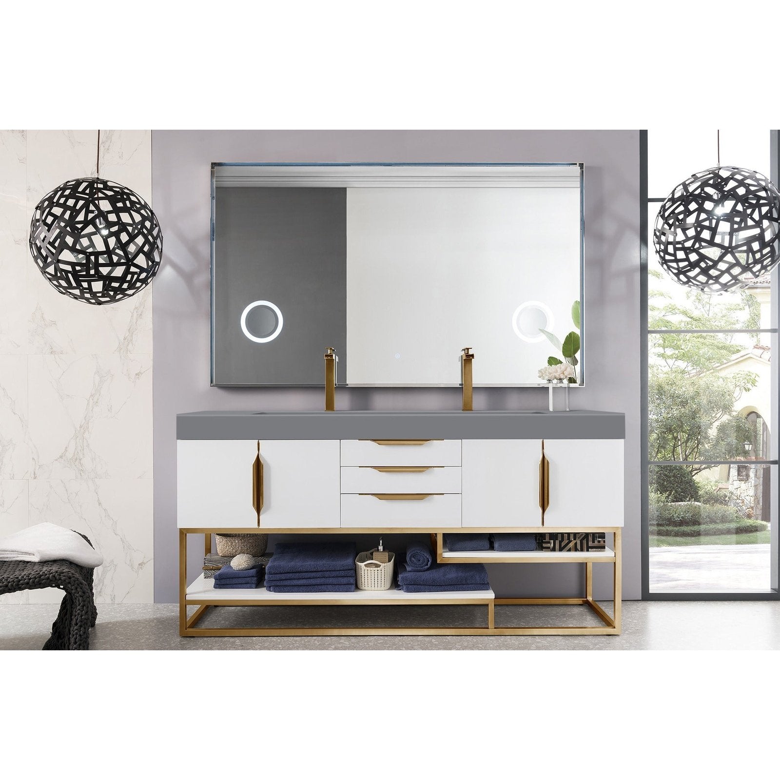James Martin Vanities Columbia 72" Double Vanity - 388-V72D-AGR-MB-DGG