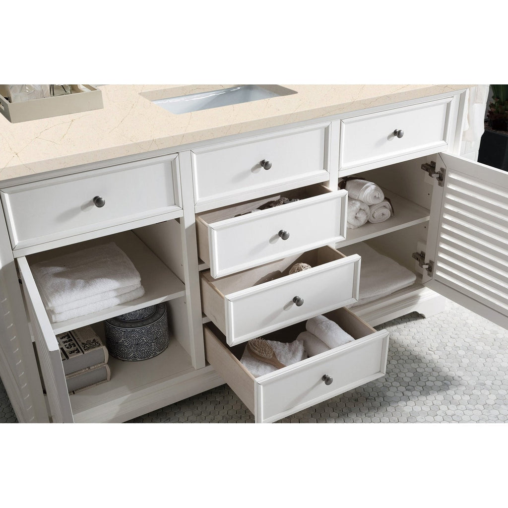 James Martin Vanities Savannah 60" Bright White Single Vanity - 238-104-V60S-BW-3AF