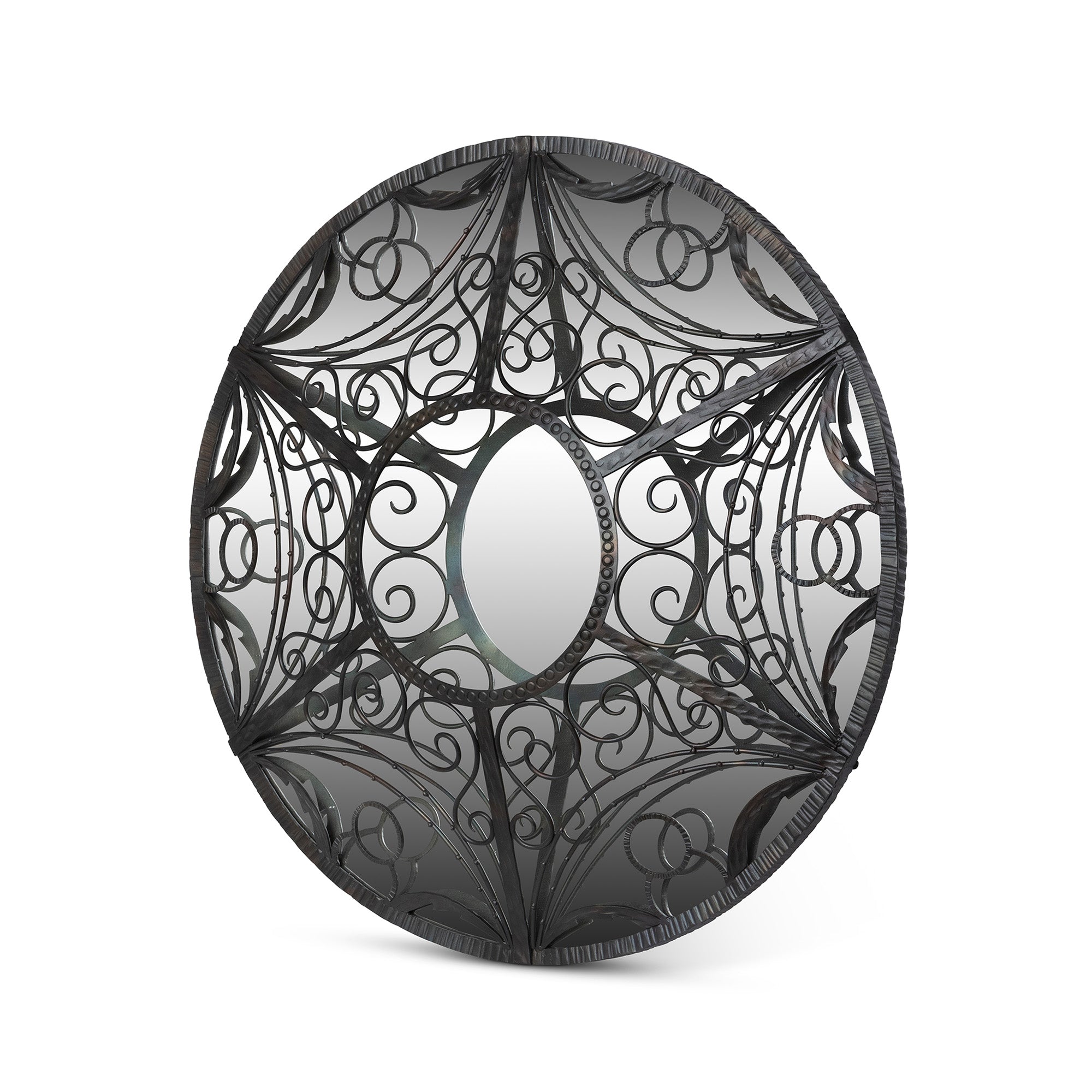 Park Hill Collection Scroll Framed Mirror in Natural Iron - Elegant Home Decor Piece for Stylish Reflections and Charm -EWI26051