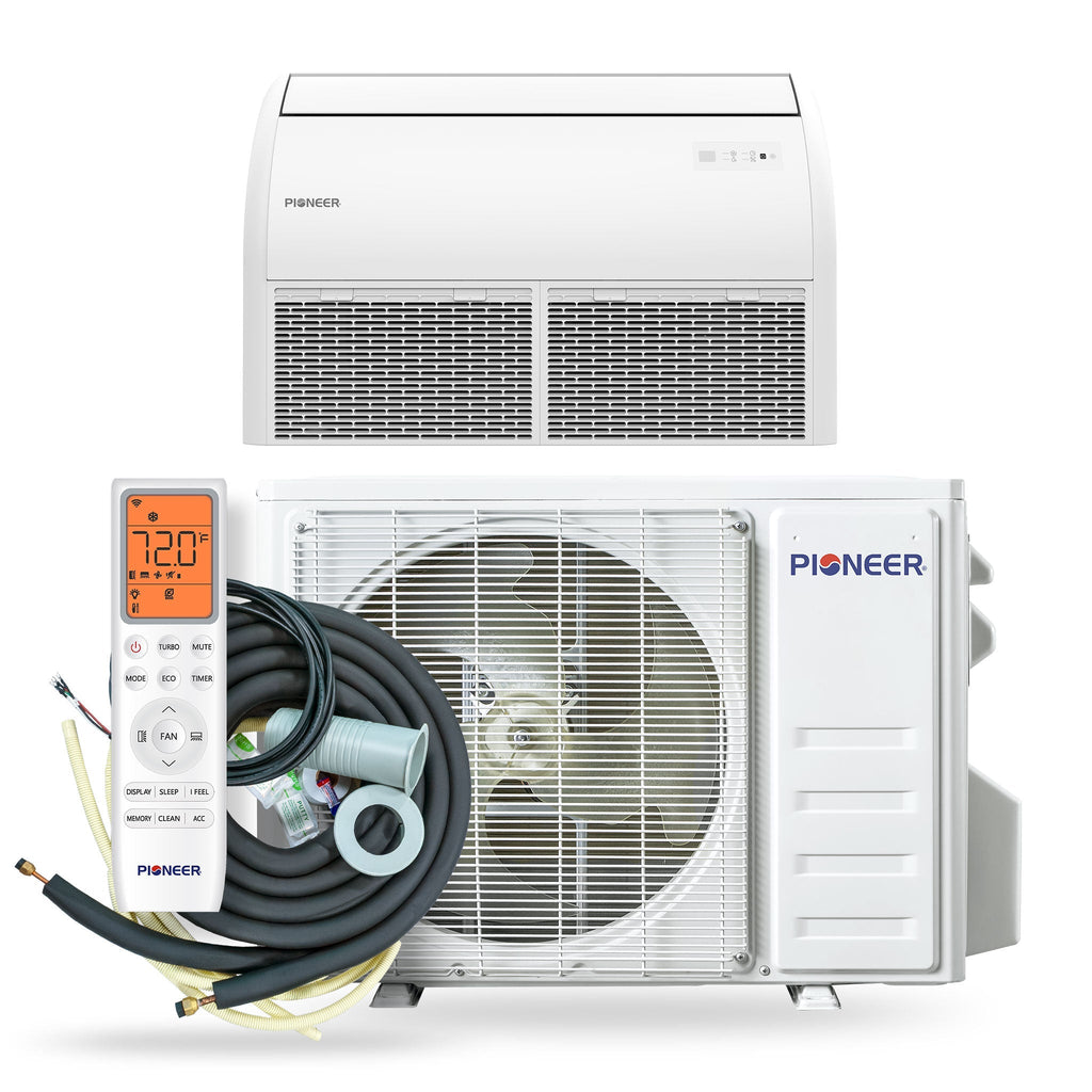 Pioneer Quantum Ultra 18,000 BTU 20.5 SEER2 230V Floor/Ceiling/Low-Wall Ductless Mini-Split Air Conditioner Inverter Heat Pump Full Set - UYT018GLSI24RL-10S