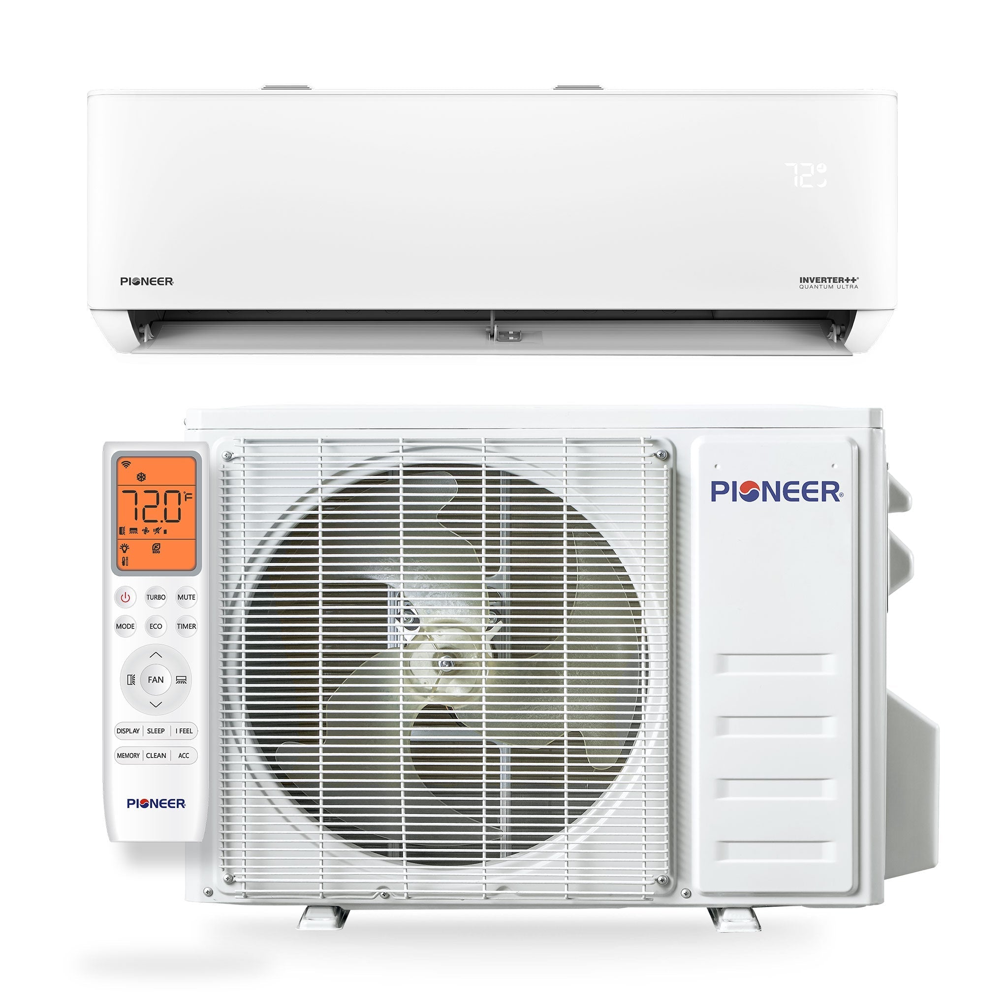 Pioneer Quantum Ultra 12,000 BTU 24 SEER2 230V High-Wall Ductless Energy-Star Mini-Split Air Conditioner Inverter Heat Pump Full Set - WYT012GLSI24RL-10S