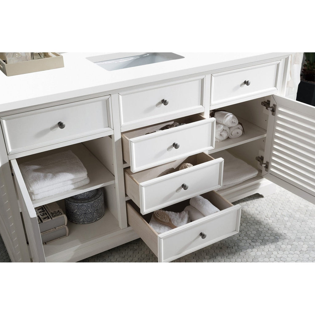James Martin Vanities Savannah 60" Bright White Single Vanity - 238-104-V60S-BW-3AF