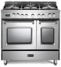 Verona - Prestige 36" Dual Fuel Double Oven Range - 5 Burners - Stainless Steel, Matte Black, White - VPFSGE365DSS