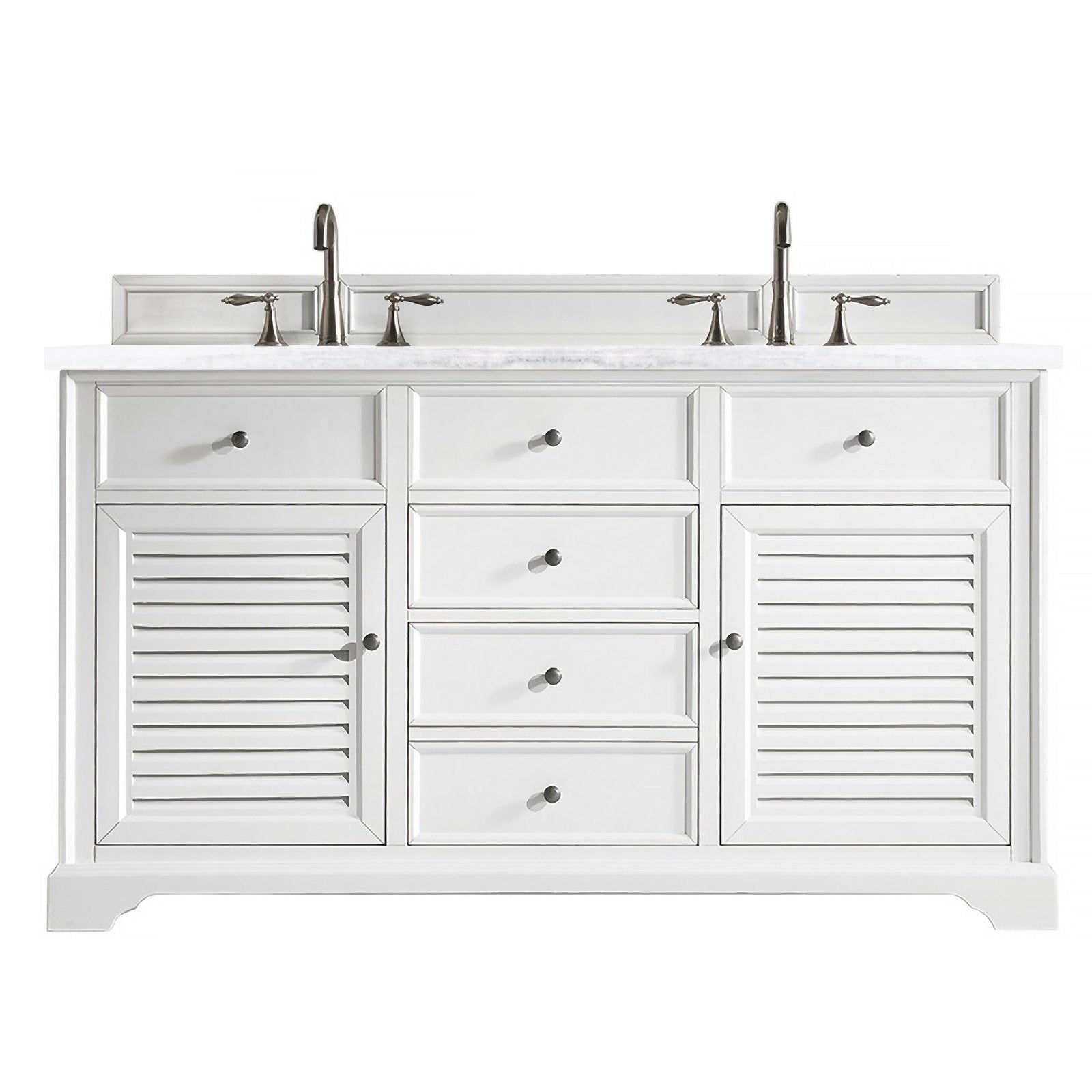 James Martin Vanities Savannah 60" Bright White Double Vanity - 238-104-V60D-BW-3AF