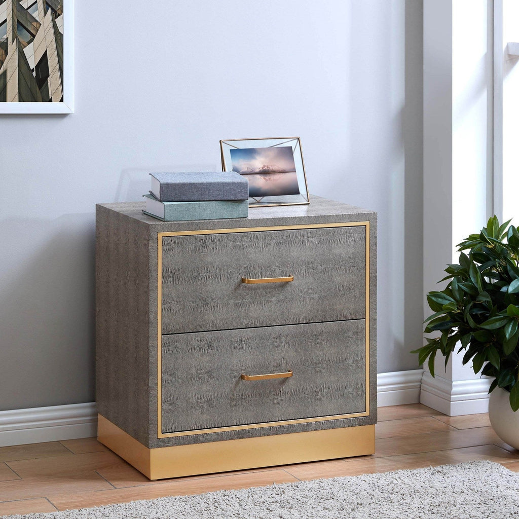 New Pacific Direct Edinburgh 2-Drawer Faux Shagreen End table -  1600049