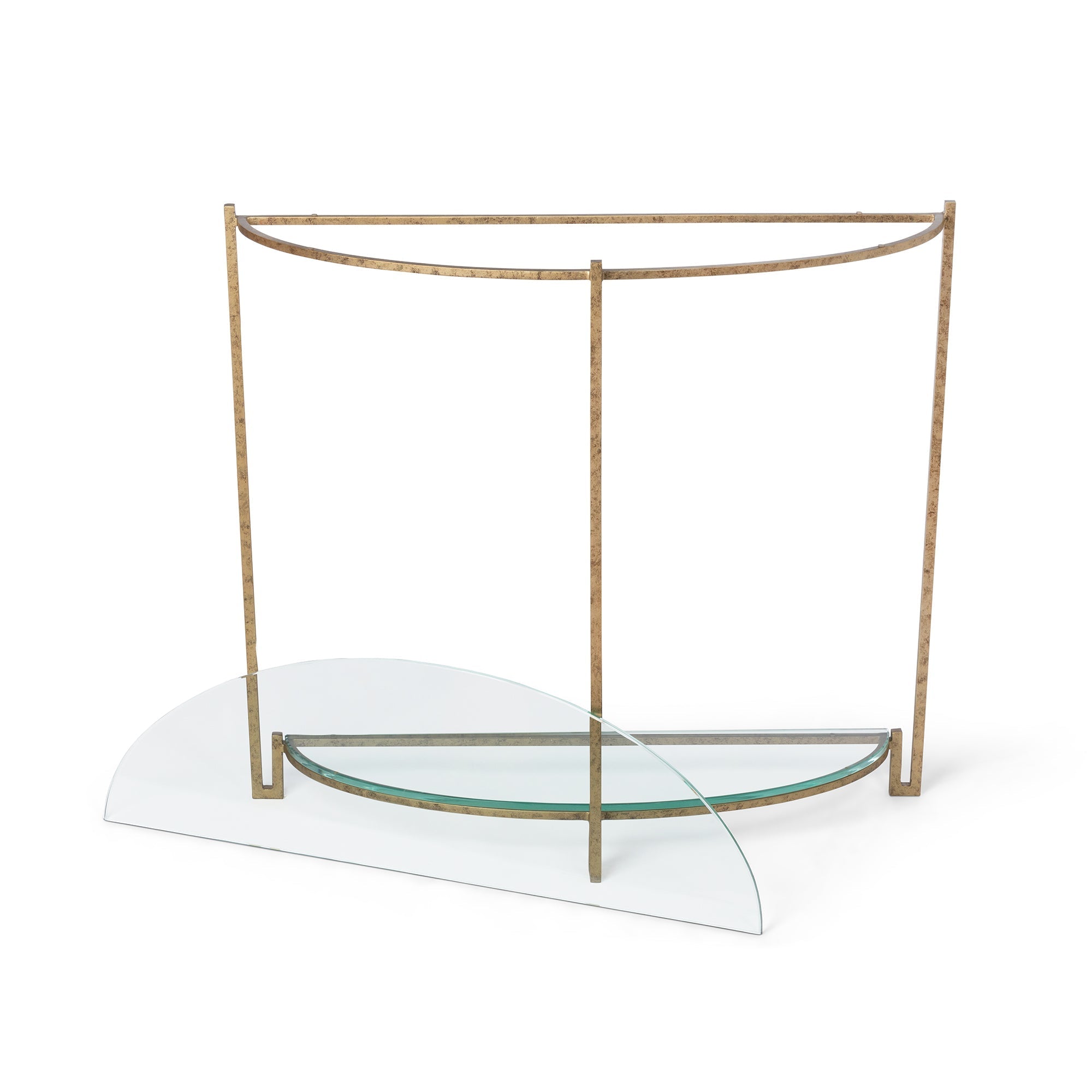 Park Hill Collection Naomi Elegant Iron and Glass Demi Lune Table - Stylish Accent for Foyers and Small Spaces - EFT26034