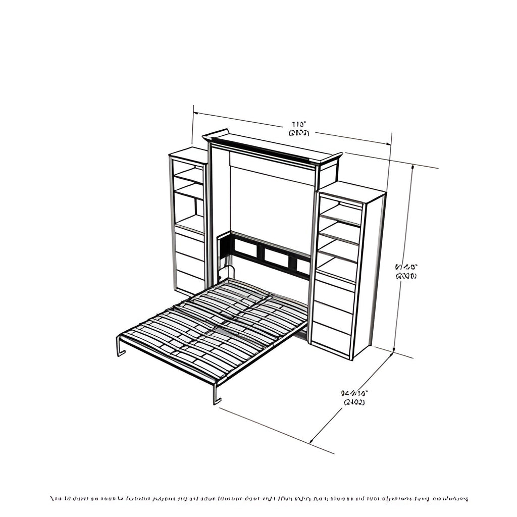 Queen Murphy Bed w/ Storage Cabinets, Walnut, by Leto Muro
