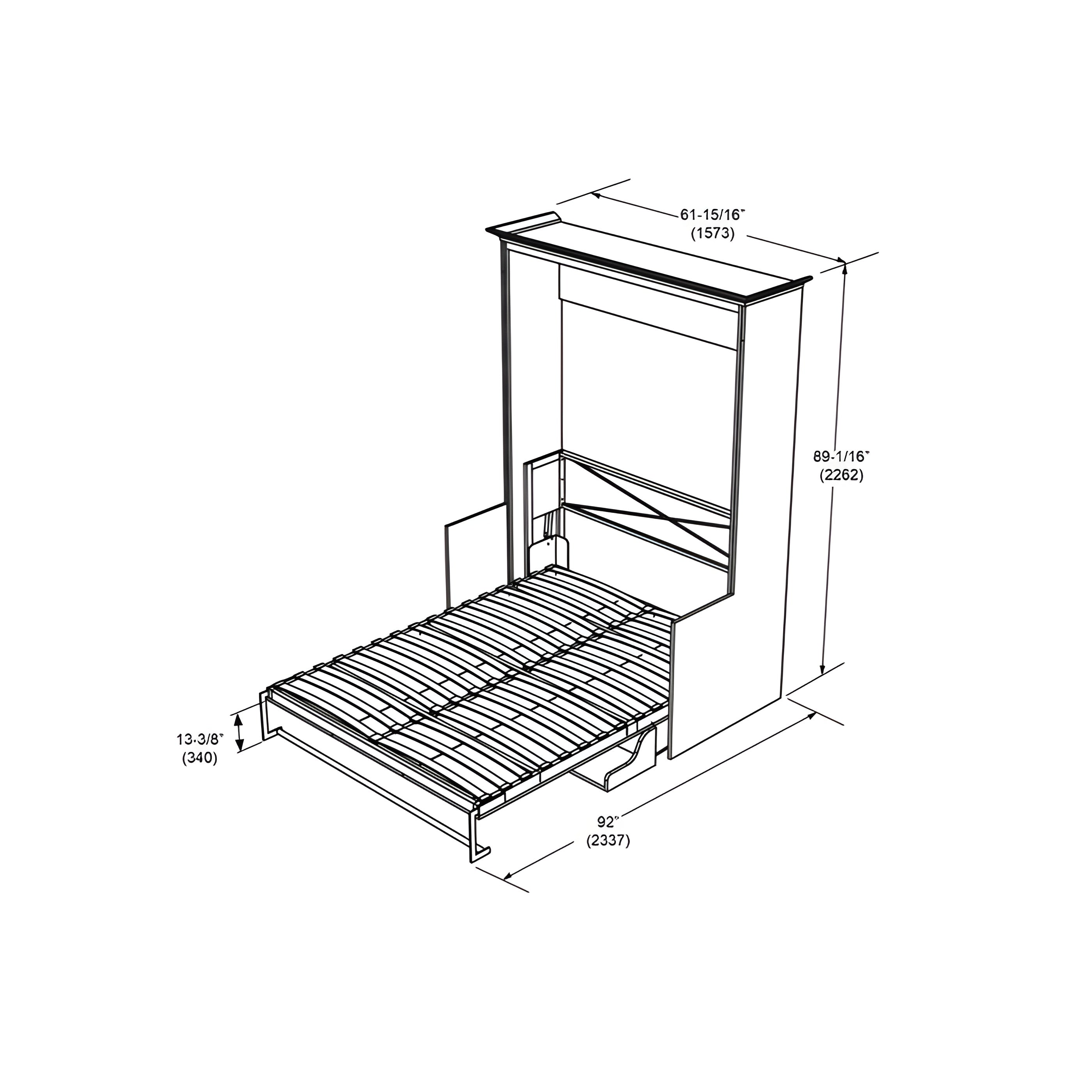 Murphy Bed With Desk & Storage Cabinet, Double Size, White by Leto Muro