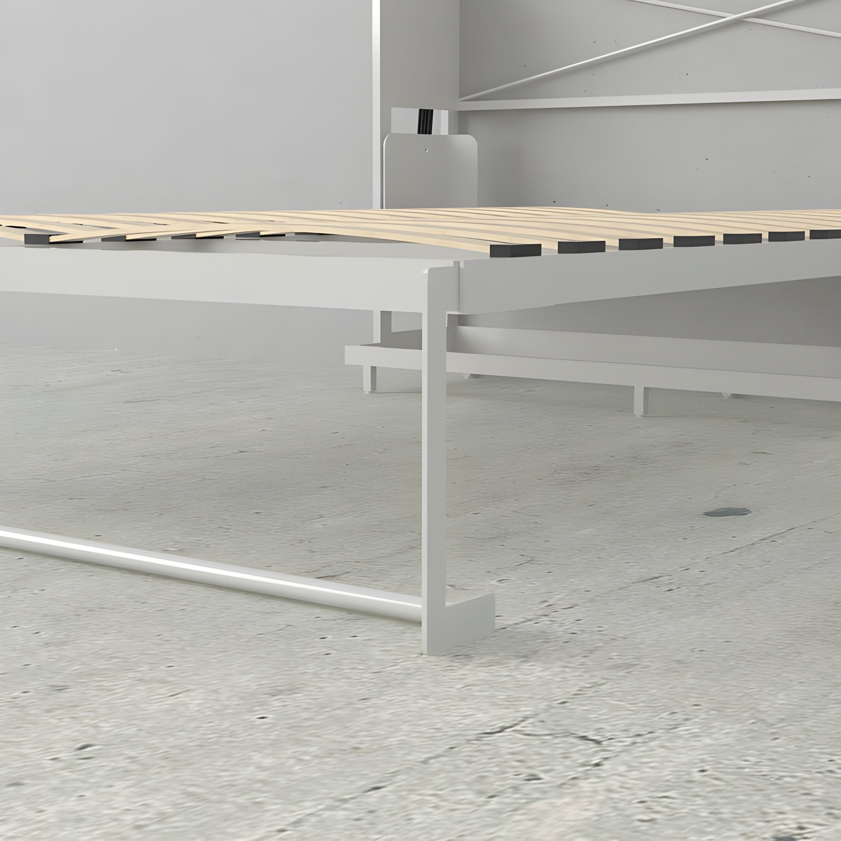 Murphy Bed With Desk, Double Size, White by Leto Muro