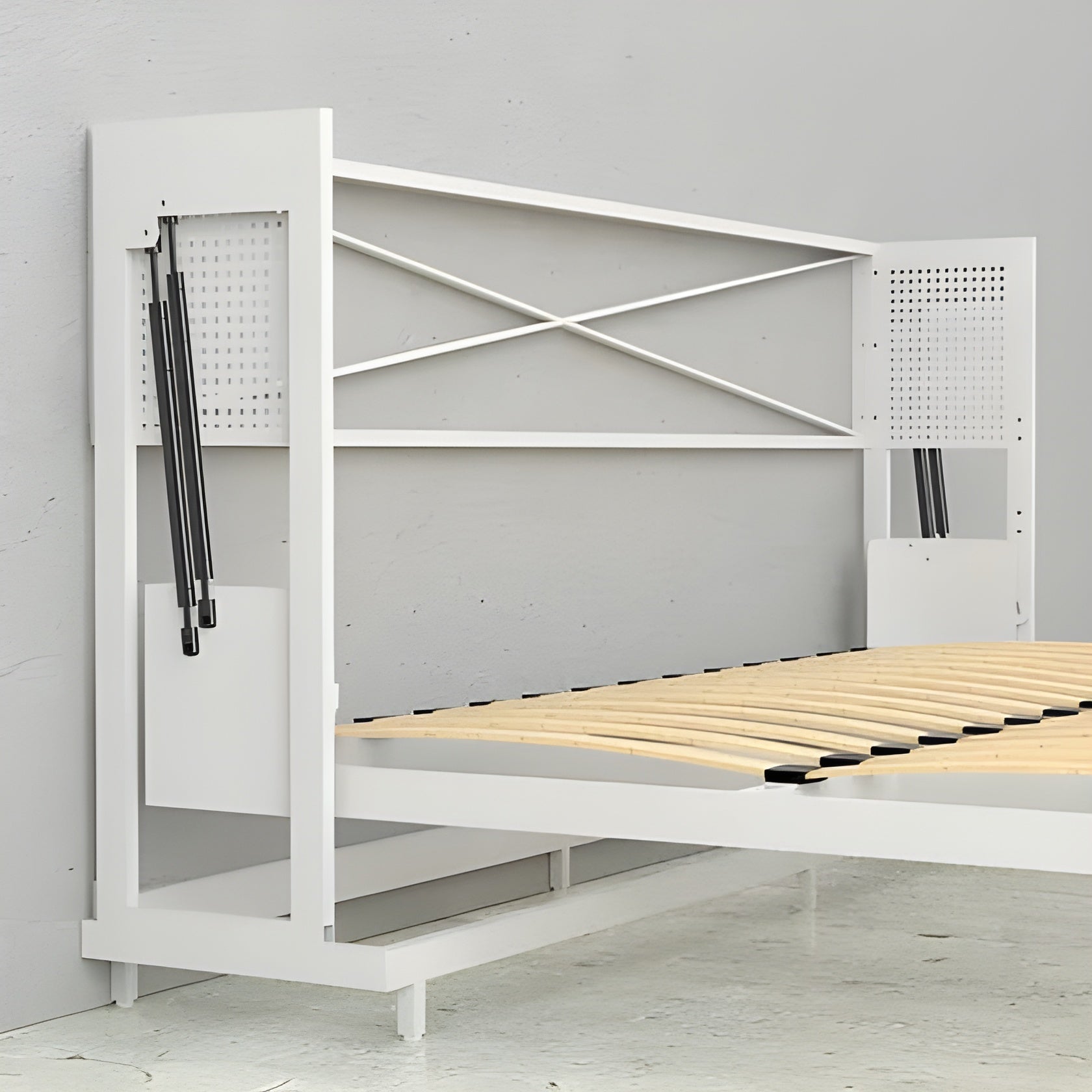 Leto Muro Horizontal Murphy Bed with Desk, Full Size, White, by Leto Muro