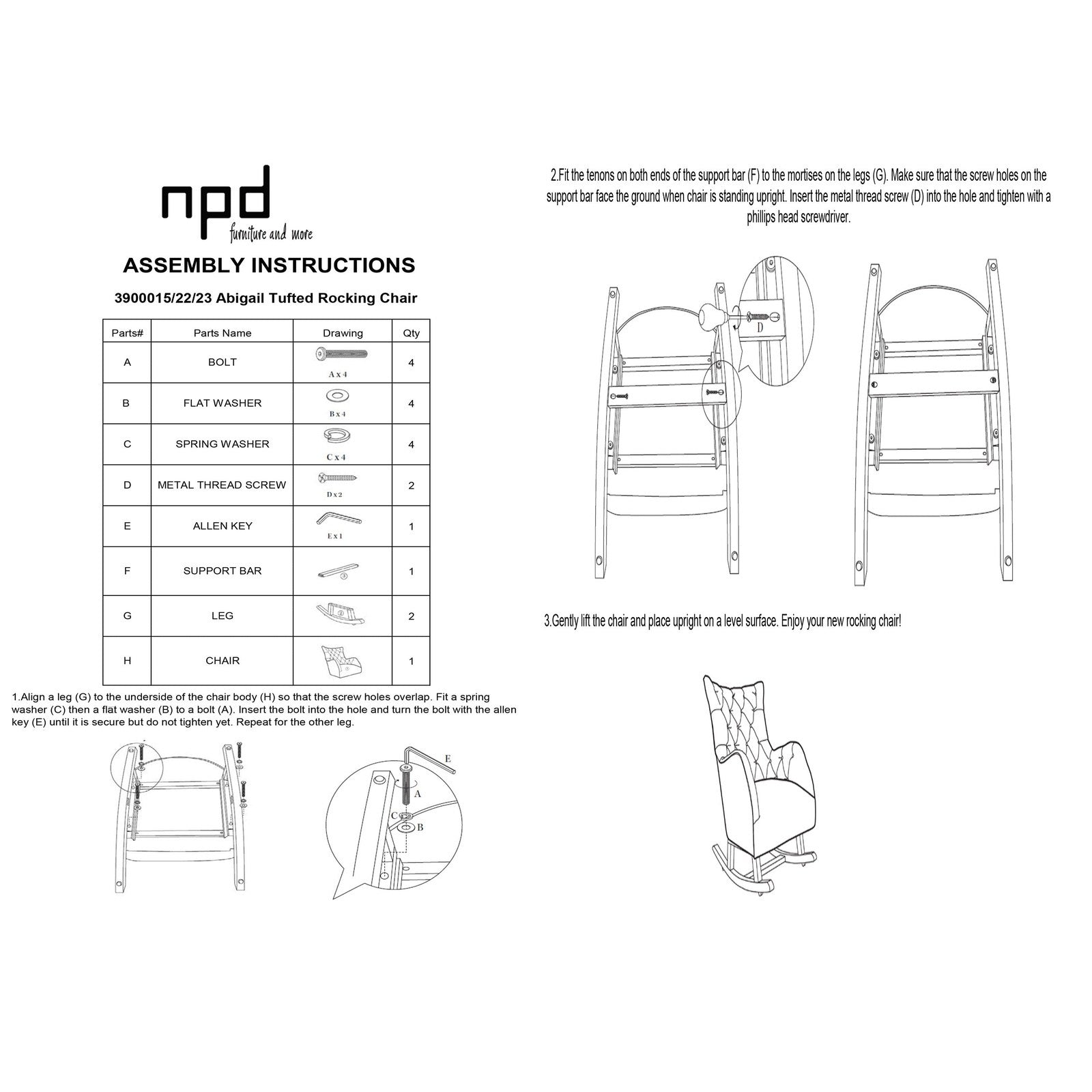 New Pacific Direct Abigail Fabric Tufted Rocking Chair  - 3900023