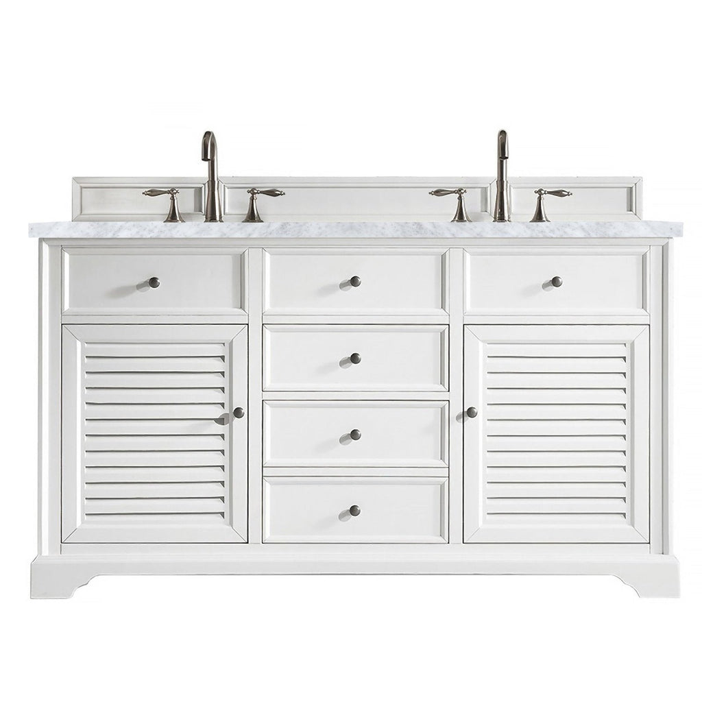 James Martin Vanities Savannah 60" Bright White Double Vanity - 238-104-V60D-BW-3AF