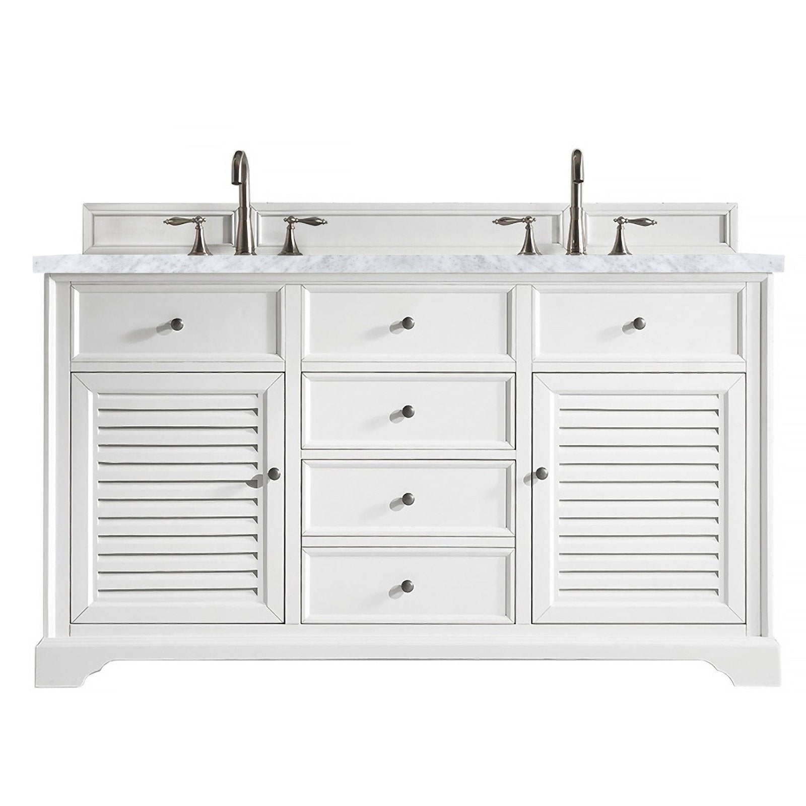 James Martin Vanities Savannah 60" Bright White Double Vanity - 238-104-V60D-BW-3AF