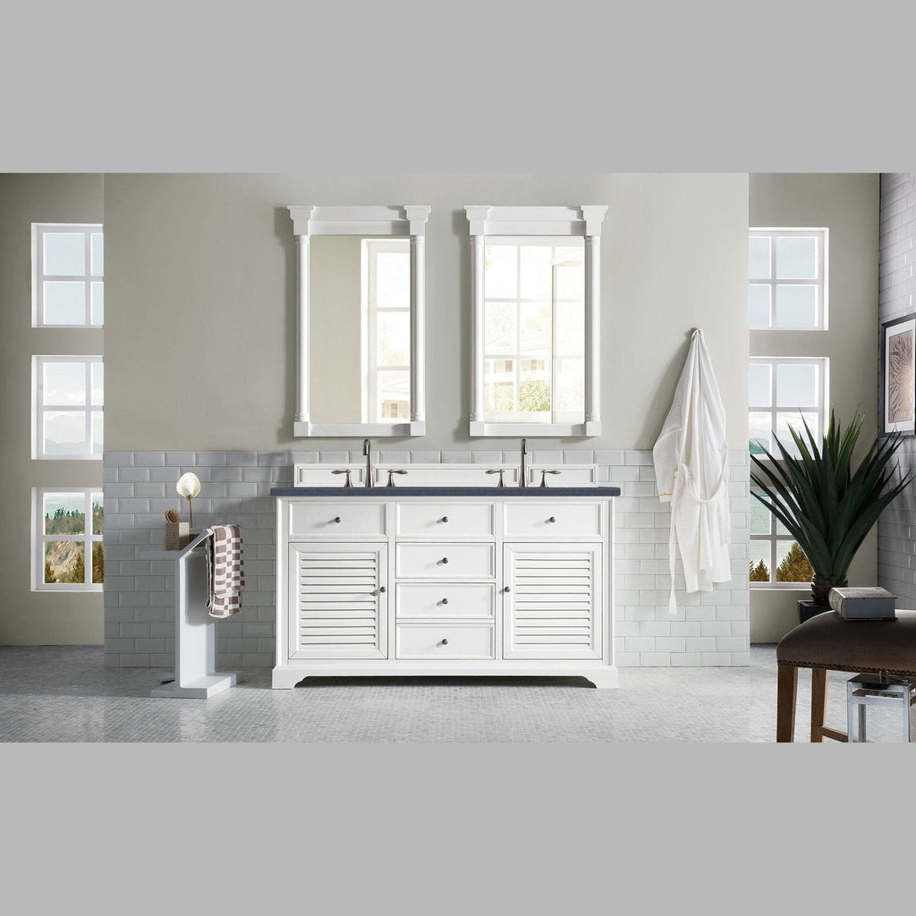 James Martin Vanities Savannah 60" Bright White Double Vanity - 238-104-V60D-BW-3AF