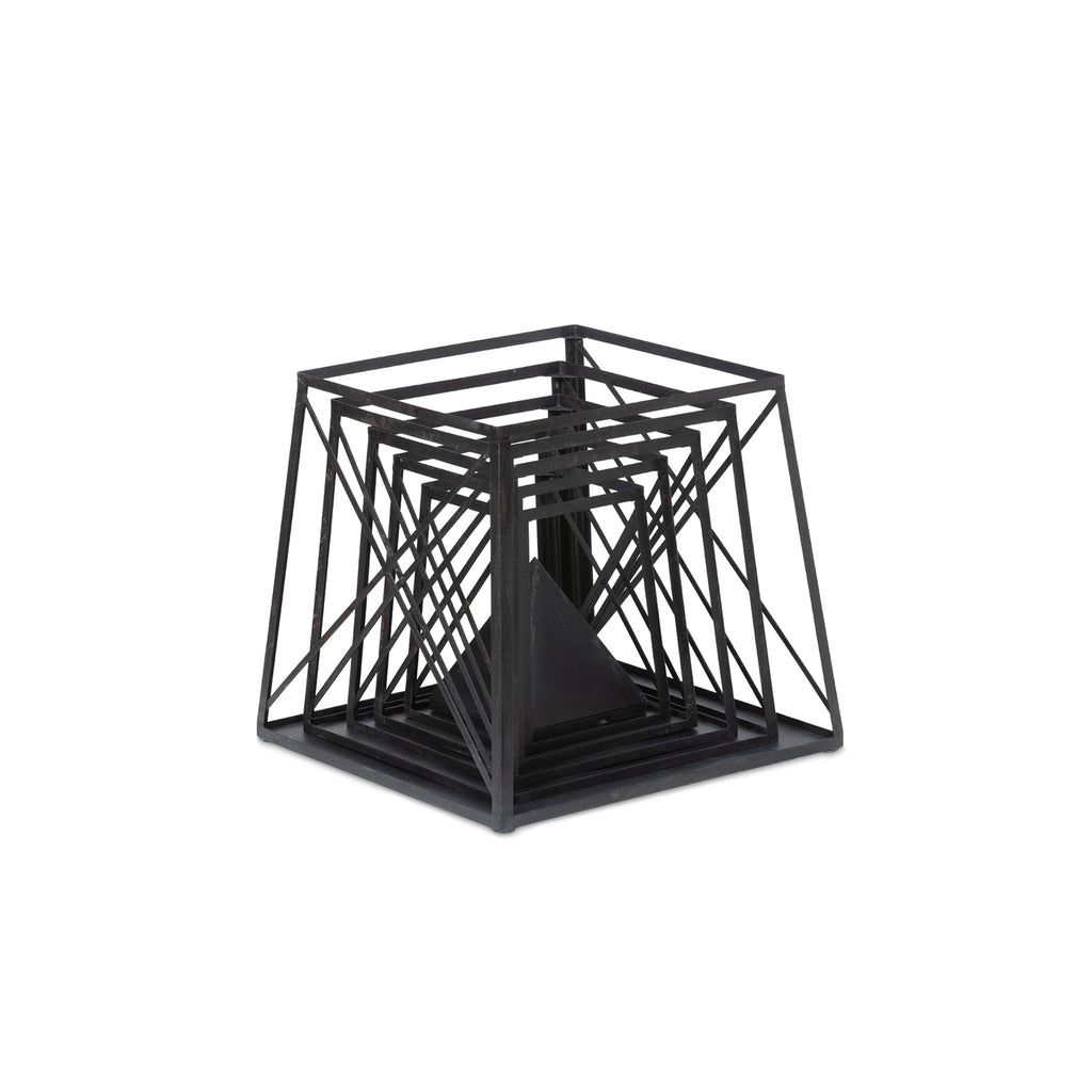 Park Hill Collection Stackable Antique Black Obelisk - Versatile Iron Display Shelf with Unique Tiers for Stylish Storage - EGG30253