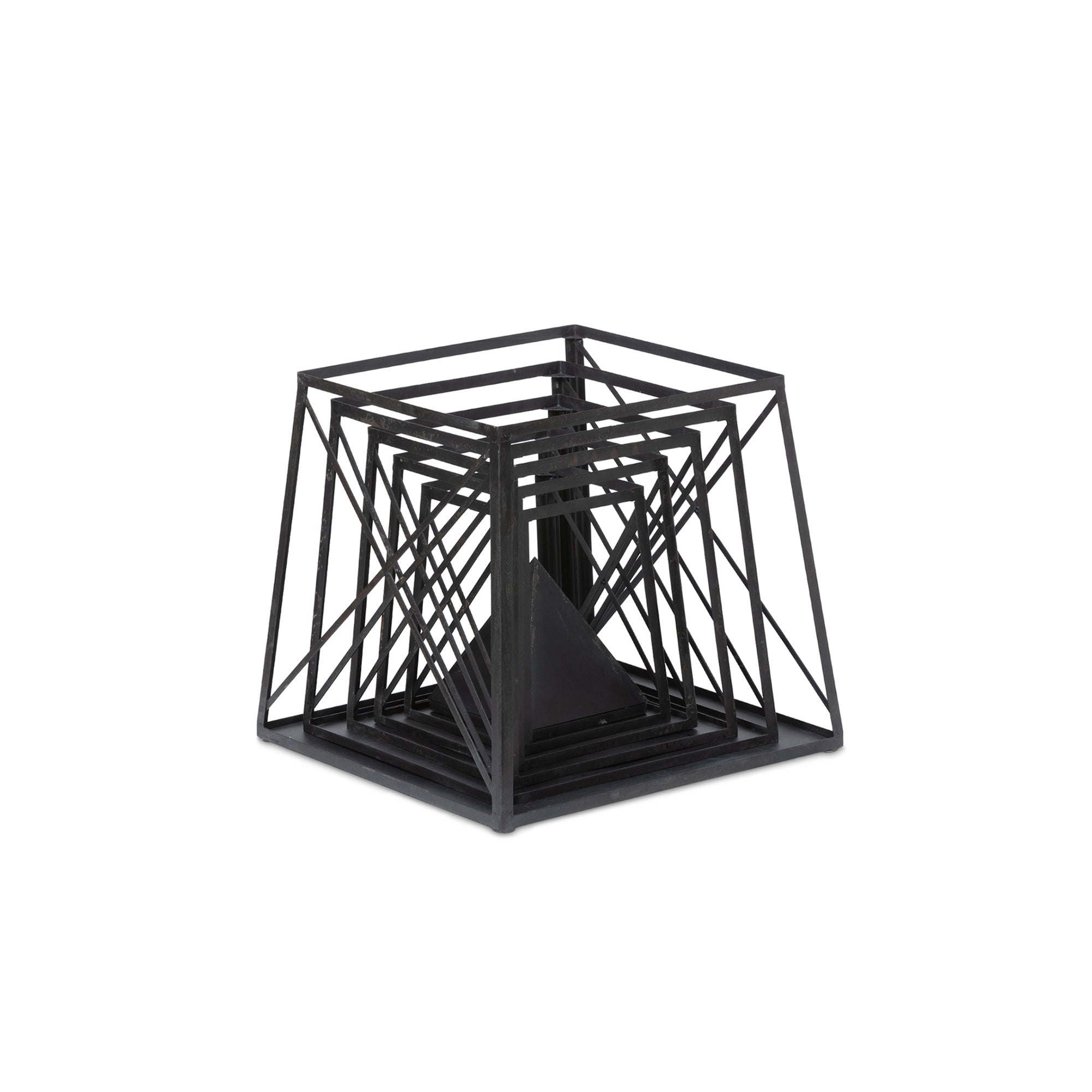Park Hill Collection Stackable Antique Black Obelisk - Versatile Iron Display Shelf with Unique Tiers for Stylish Storage - EGG30253