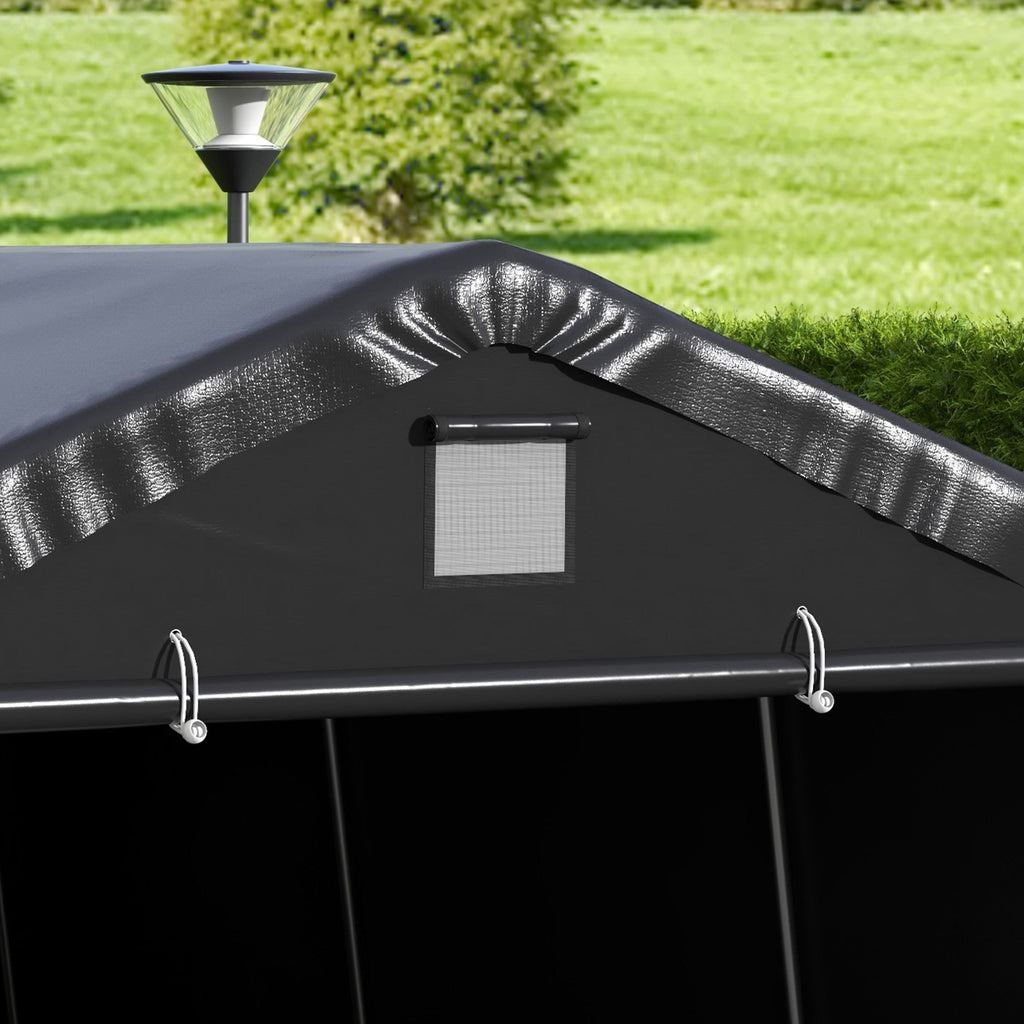 Outsunny 12' x 20' Portable Garage, Heavy Duty Carport, Ventilation Windows, Large Roll-up Door, Black - 84C-451V00BK