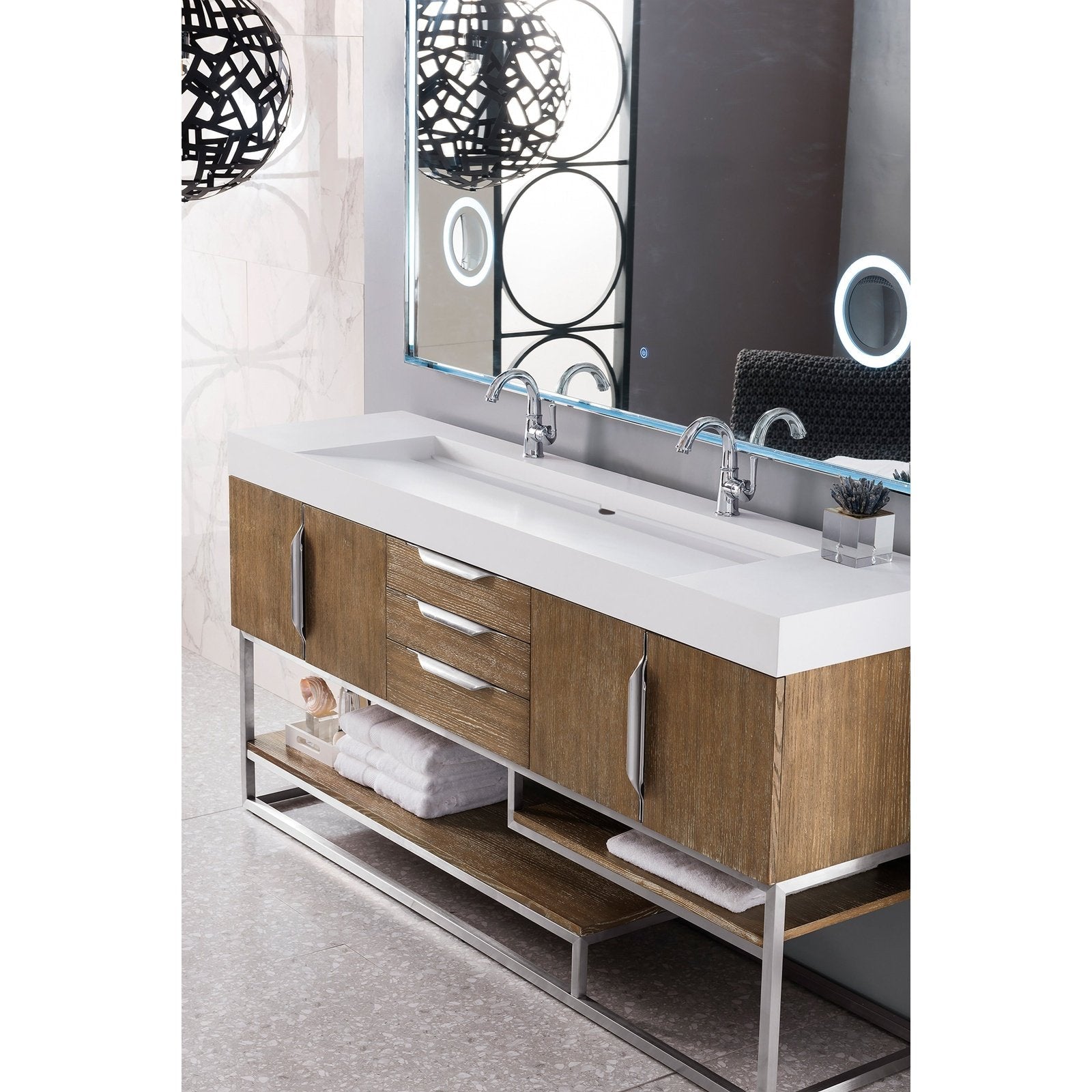 James Martin Vanities Columbia 72" Double Vanity - 388-V72D-AGR-MB-DGG