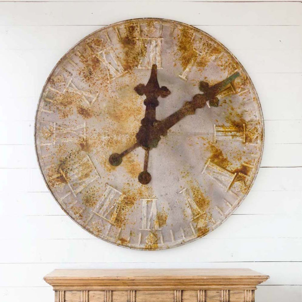 Park Hill Collection State Capitol Clock Face Relic - Stunning Distressed Rust Iron Wall Art for Unique Home Decor - EWR80952