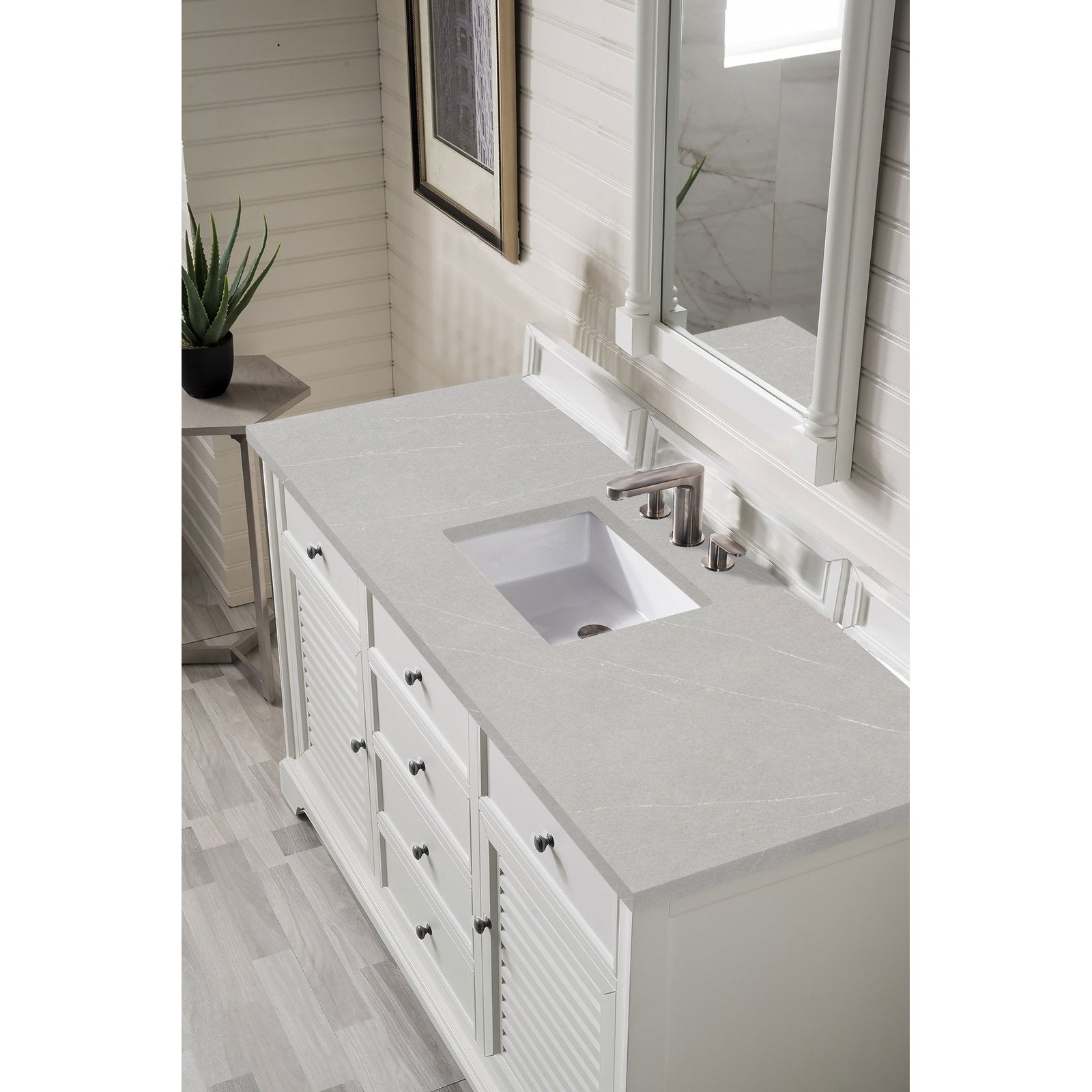 James Martin Vanities Savannah 60" Bright White Single Vanity - 238-104-V60S-BW-3AF
