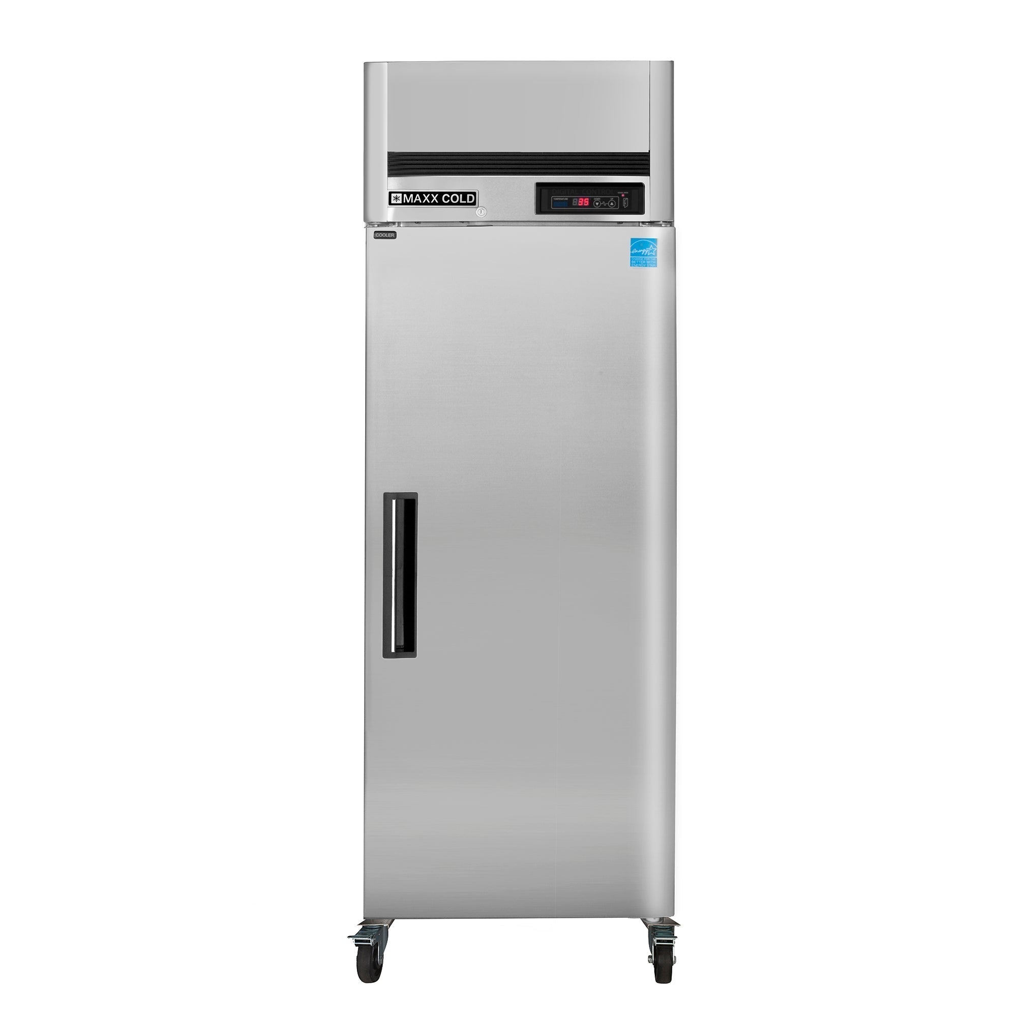 Maxx Cold Single Door Reach-In Refrigerator Top Mount, 27", 23 cu. ft. Storage Capacity, Energy Star Rated, in Stainless Steel - MCRT-23FDHC