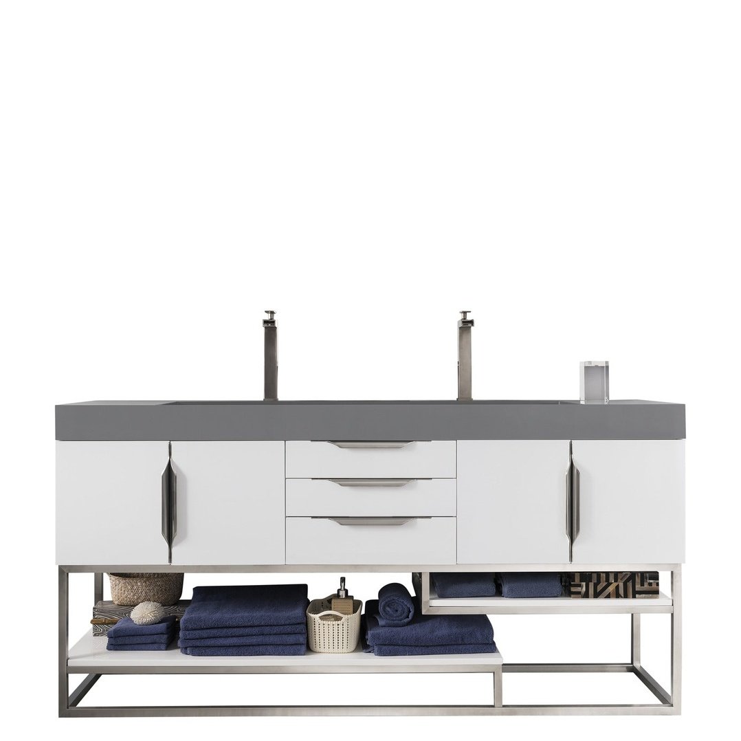 James Martin Vanities Columbia 72" Double Vanity - 388-V72D-AGR-MB-DGG