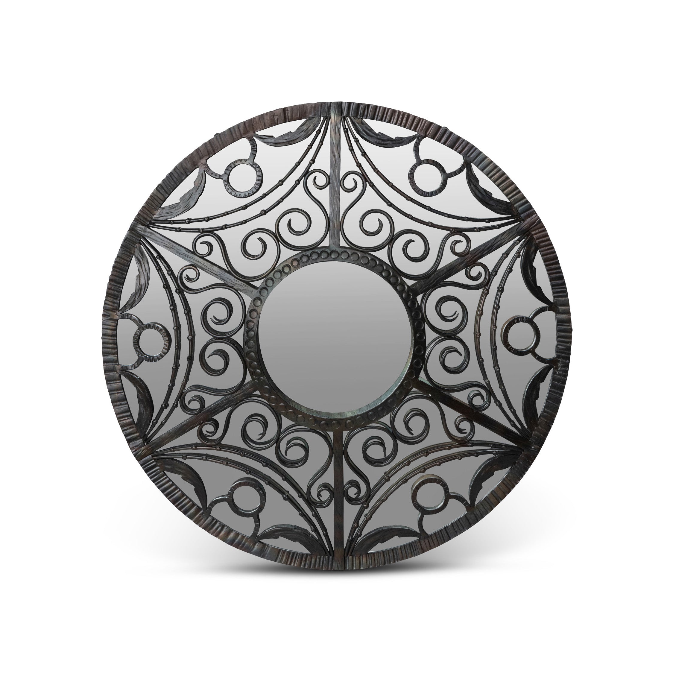Park Hill Collection Scroll Framed Mirror in Natural Iron - Elegant Home Decor Piece for Stylish Reflections and Charm -EWI26051