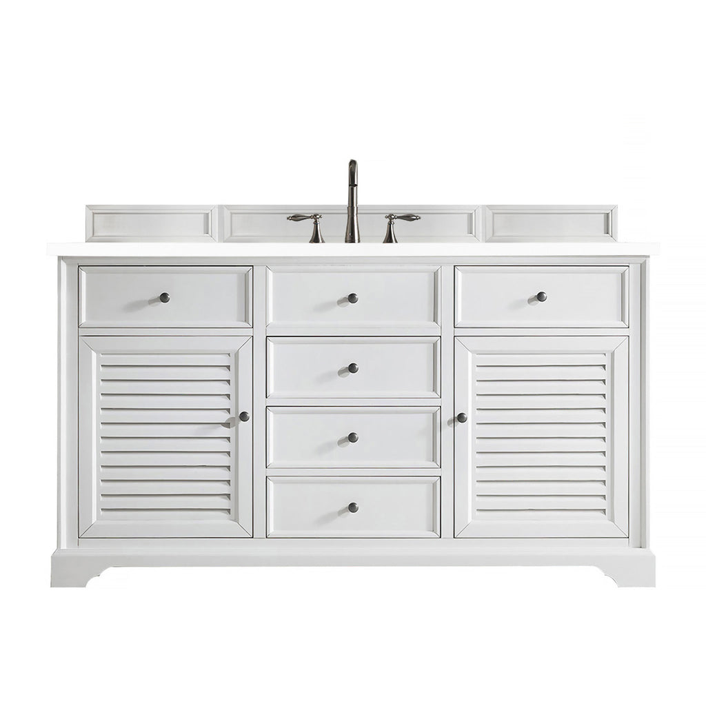 James Martin Vanities Savannah 60" Bright White Single Vanity - 238-104-V60S-BW-3AF