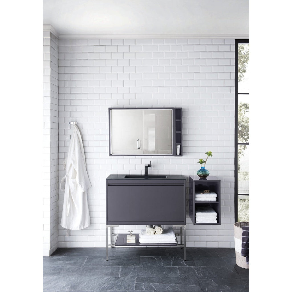 James Martin Vanities Milan 35.4" Square Cube Mirror - 803-M35.4-GW