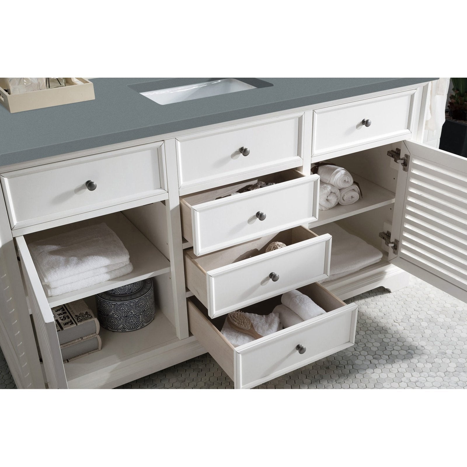 James Martin Vanities Savannah 60" Bright White Single Vanity - 238-104-V60S-BW-3AF