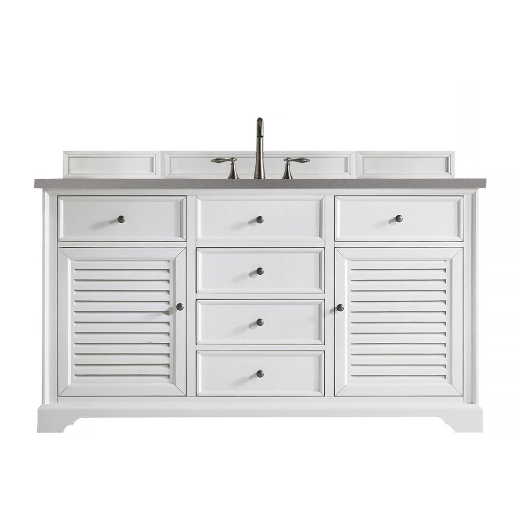 James Martin Vanities Savannah 60" Bright White Single Vanity - 238-104-V60S-BW-3AF