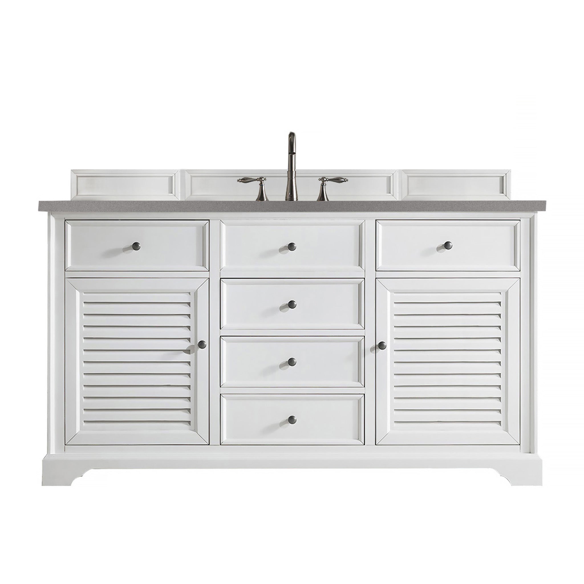 James Martin Vanities Savannah 60" Bright White Single Vanity - 238-104-V60S-BW-3AF