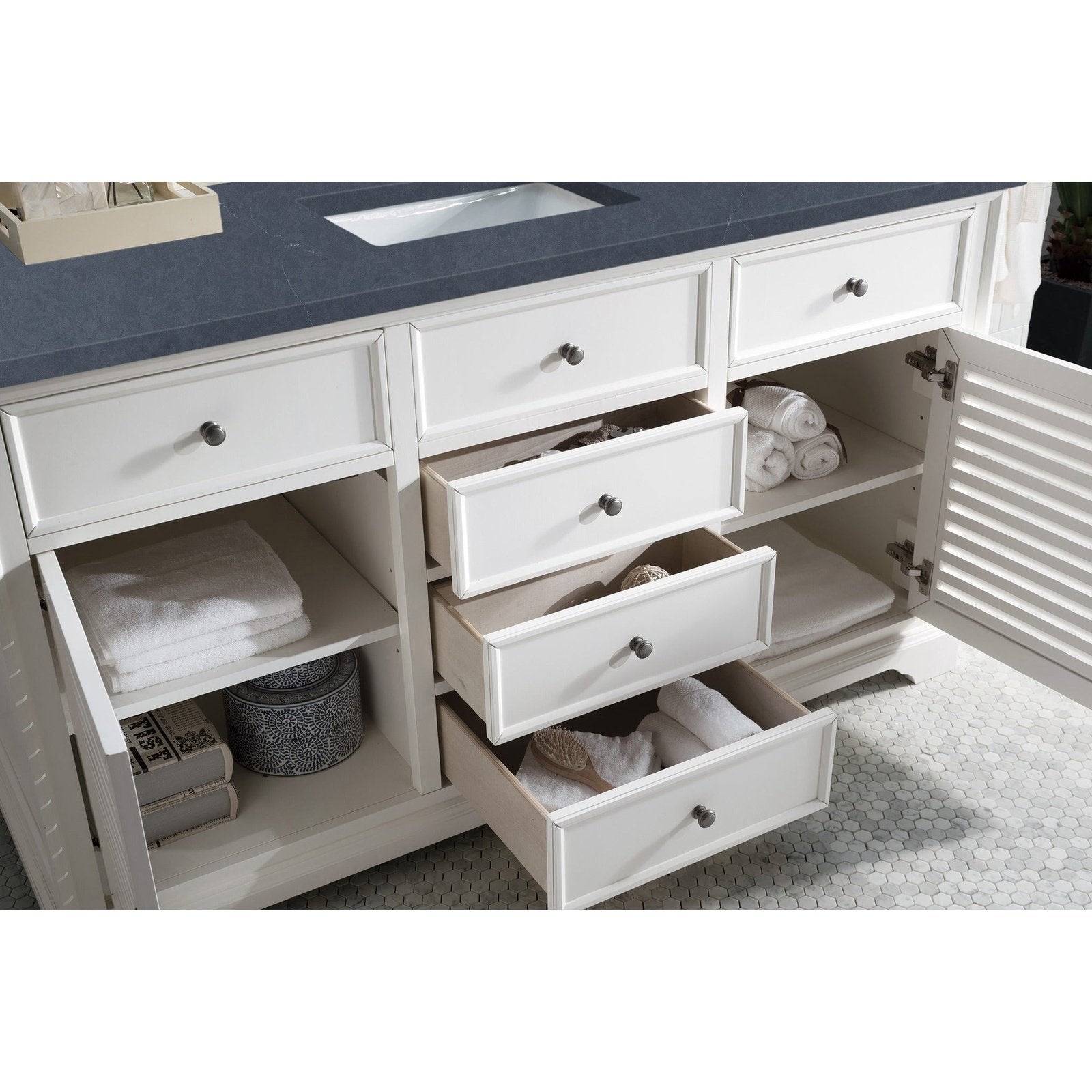 James Martin Vanities Savannah 60" Bright White Single Vanity - 238-104-V60S-BW-3AF