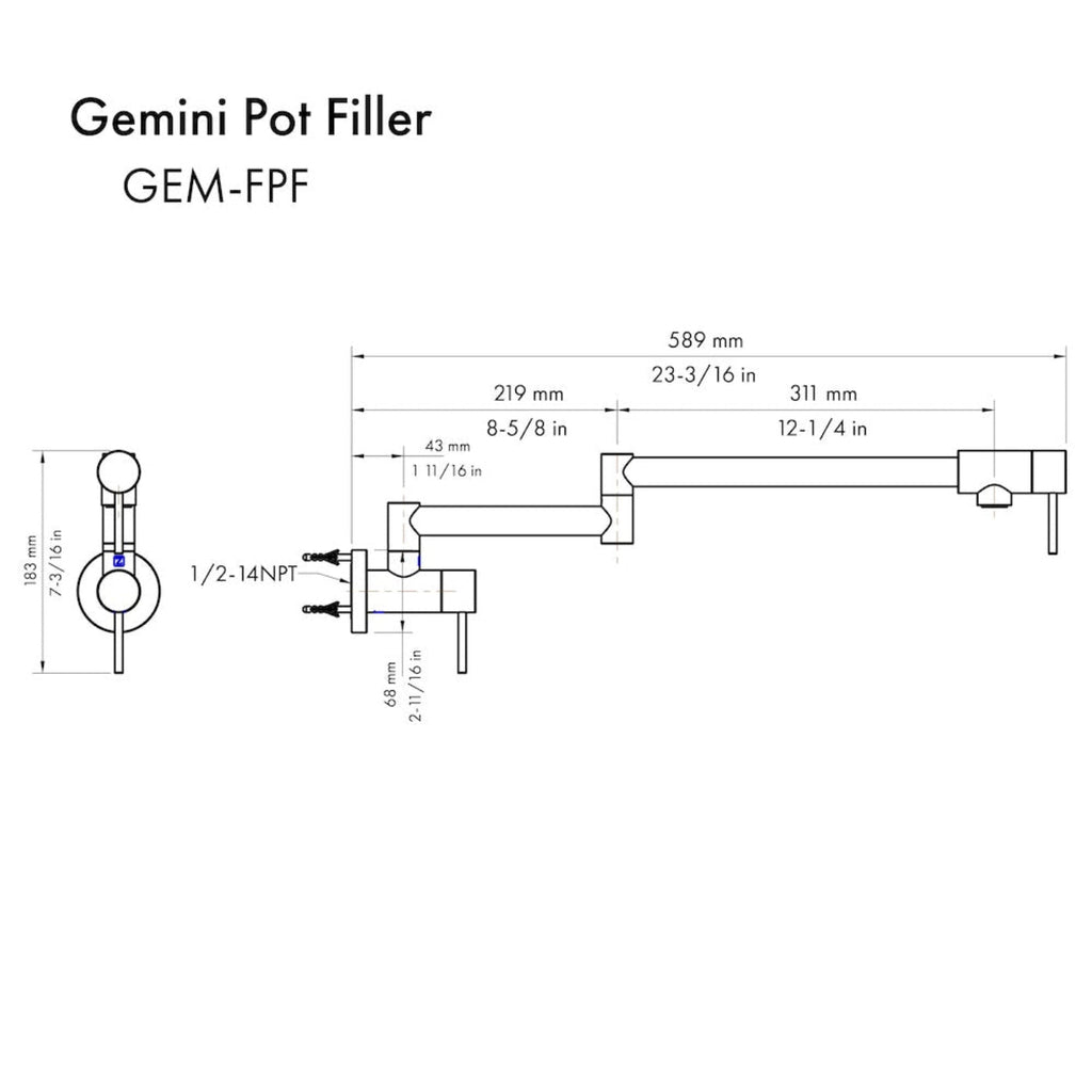 ZLINE Autograph Gemini Pot Filler in Brushed Nickel and Champagne Bronze,  - GEM-FPF-ZBNCB