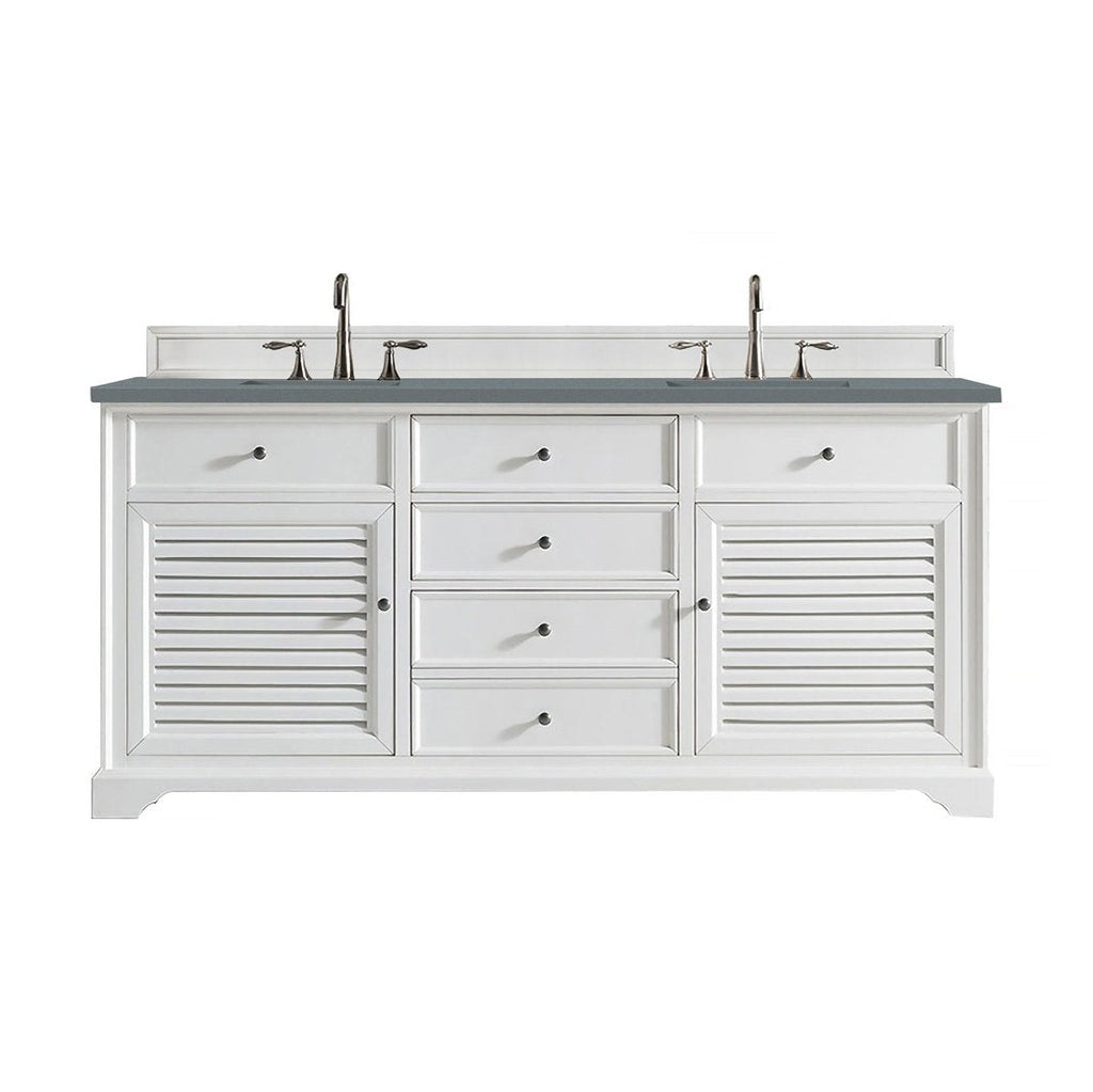James Martin Vanities Savannah 72" Bright White Double Vanity - 238-104-V72-BW-3AF