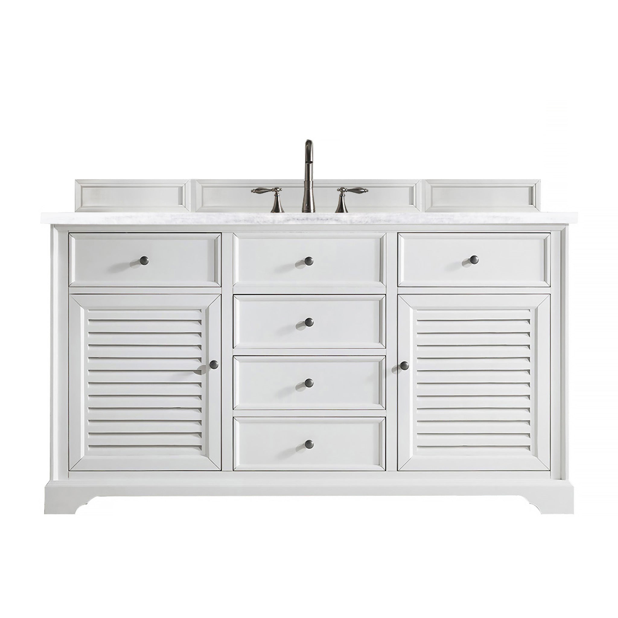 James Martin Vanities Savannah 60" Bright White Single Vanity - 238-104-V60S-BW-3AF